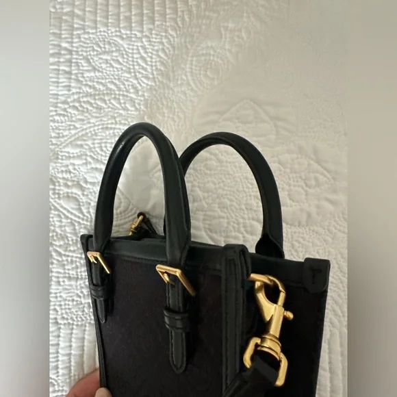 Tory Burch Black Canvas Monogram Mini Bag - Picture 6 of 10